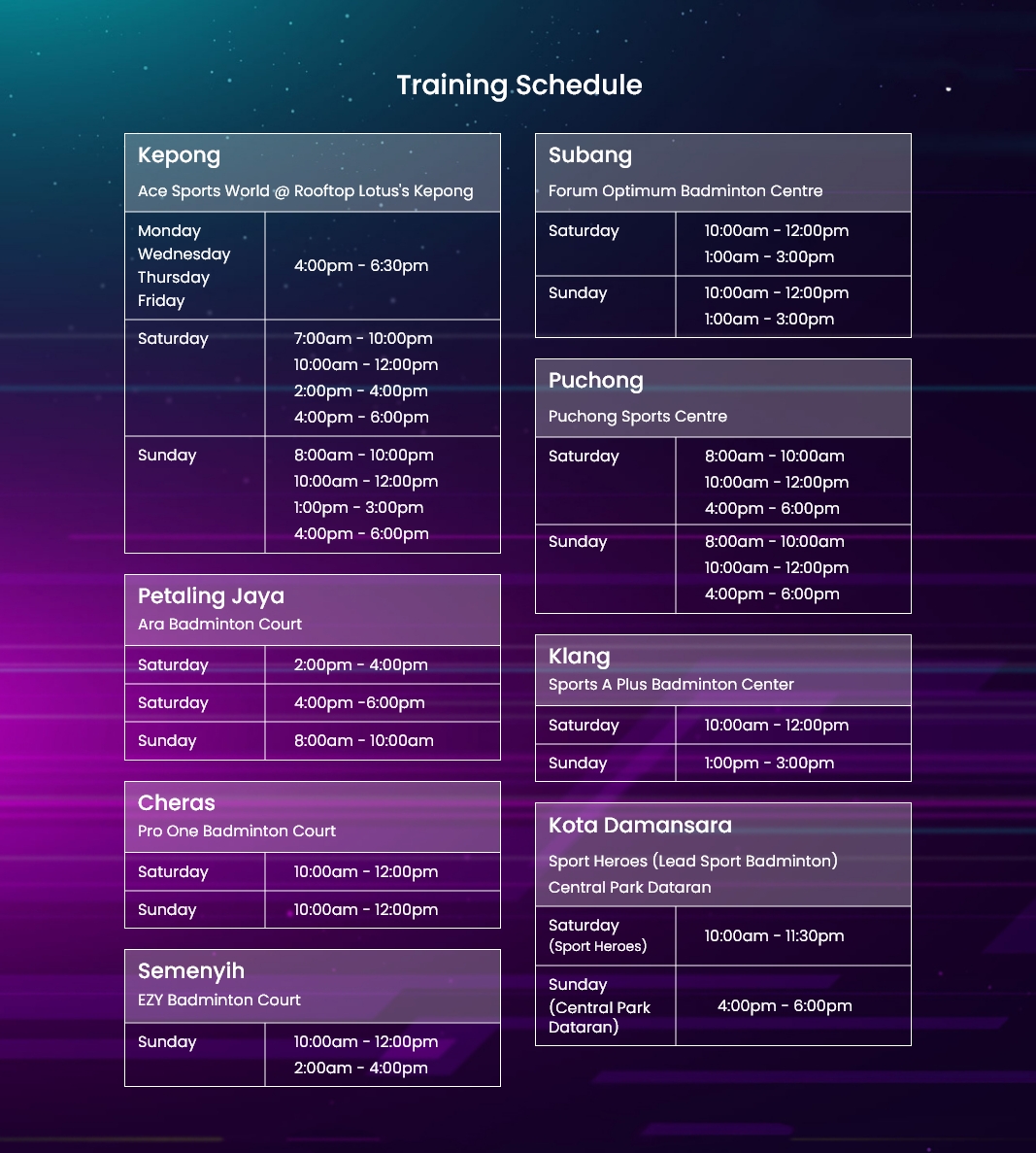 TraningSchedule